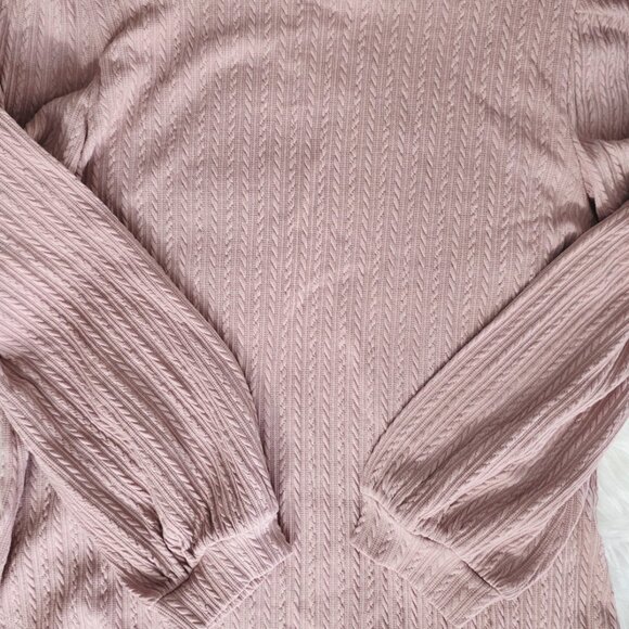 NWT AllegraK Women's Puff Sleeve Ribbed Long Sleeve Shirt, Large, Pink - Picture 9 of 9